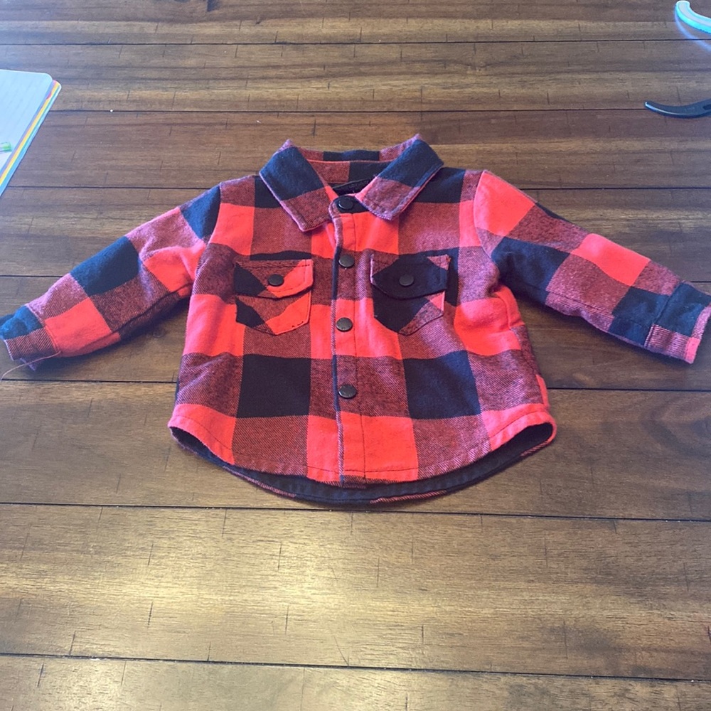 Little bipsy red flannel coat 3-6 month